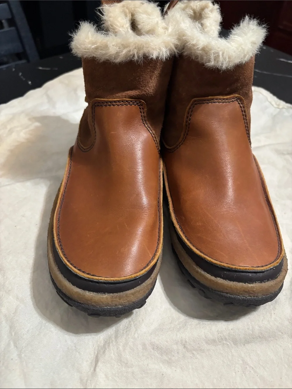 Merrell Chestnut Brown Leather Shearling Winter Ankle Boots